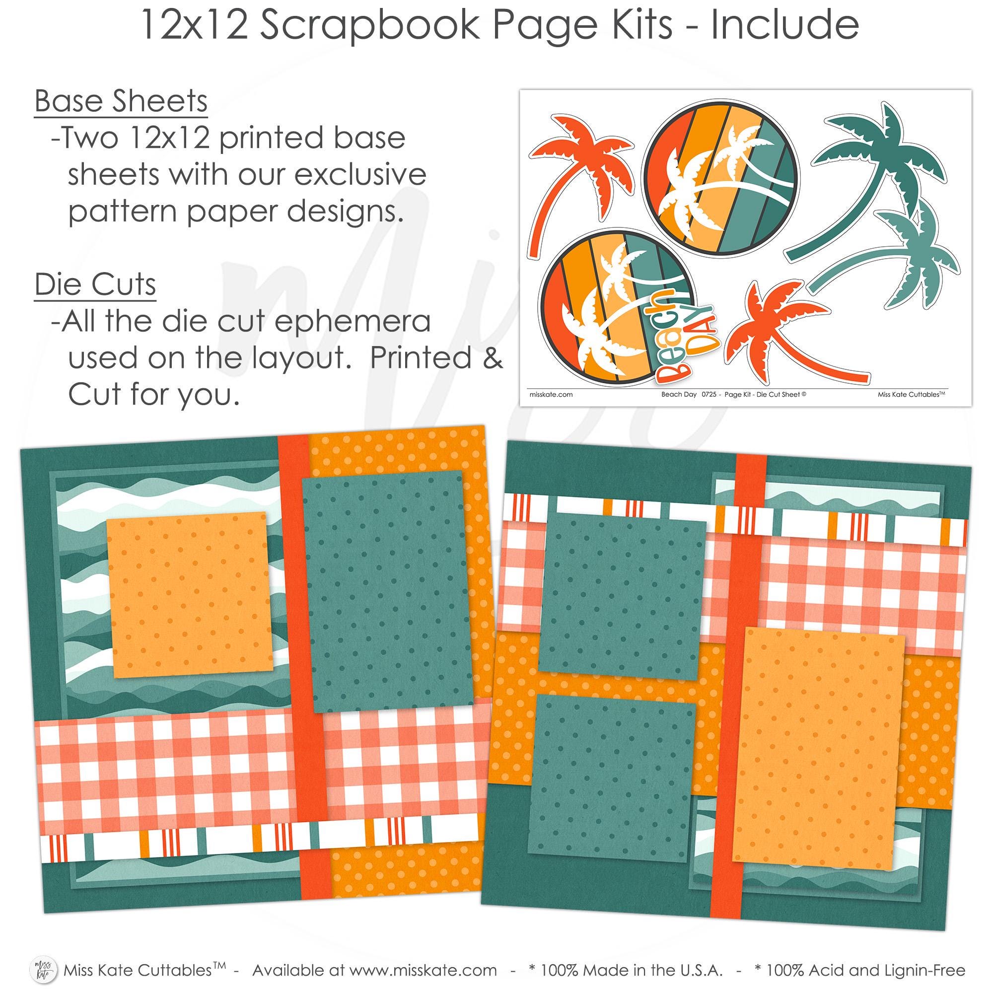 Beach Day - 12x12 Scrapbook Page Kit – Summer Layout, Palm Tree ...