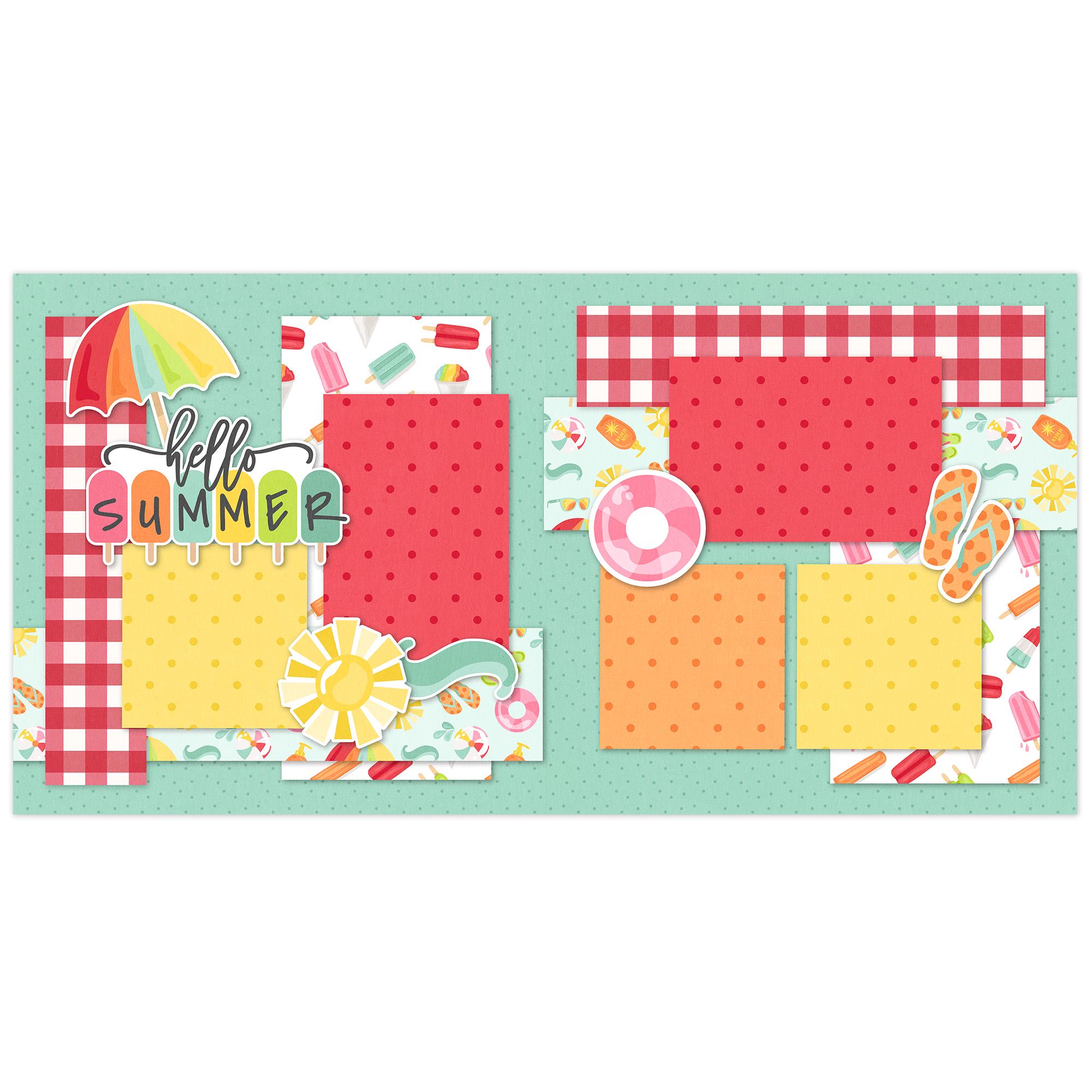 Hello Summer - 12x12 Scrapbook Page Kit – Family Album, Colorful Layout ...