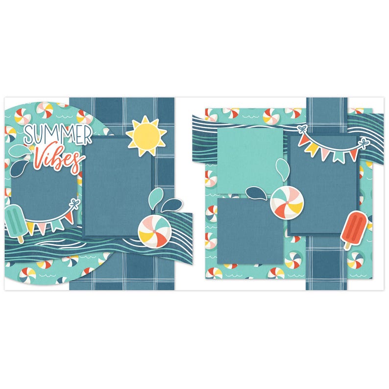 Summer Vibes 12x12 Scrapbook Page Kit for Summer Memories, Beach Photos ...