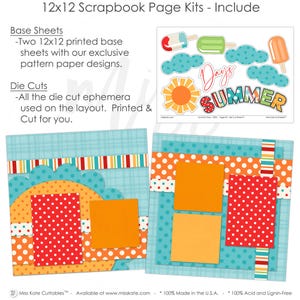 Summer Days - 12x12 Scrapbook Page Kit – Popsicle Theme, Vacation Album ...
