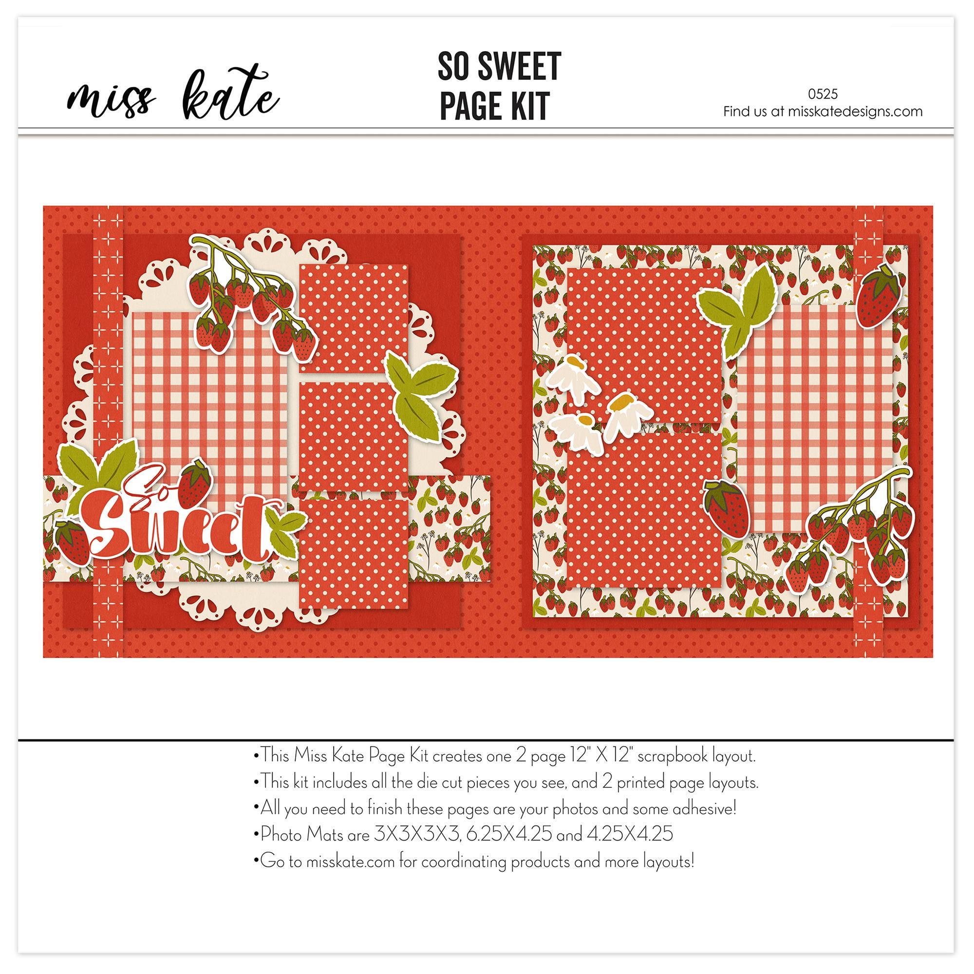 So Sweet 12x12 Scrapbook Page Kit for Strawberry Layouts, Summer Picnic ...