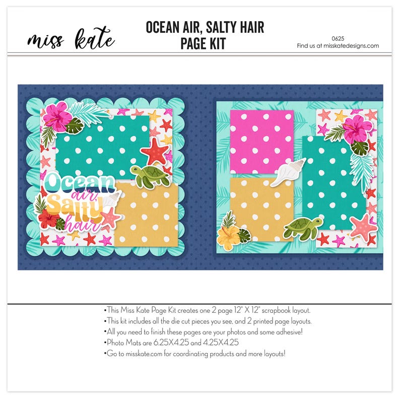 Ocean Air, Salty Hair scrapbook page kit — precut designs for memory journaling, Photo Page Kit, ready-to-glue title banners and photo frames, 12x12 Scrapbook Kit, Starfish Stickers, Tropical Scrap Kit, Vacation Scrapbook, Floral Embellish, acid-free double-sided scrapbook supplies, Beach Scrapbook, scrapbooking ephemera and cardstock cutouts, creative accents for scrapbook storytelling, layered die cut titles for themed layouts, Coastal Scrapbook