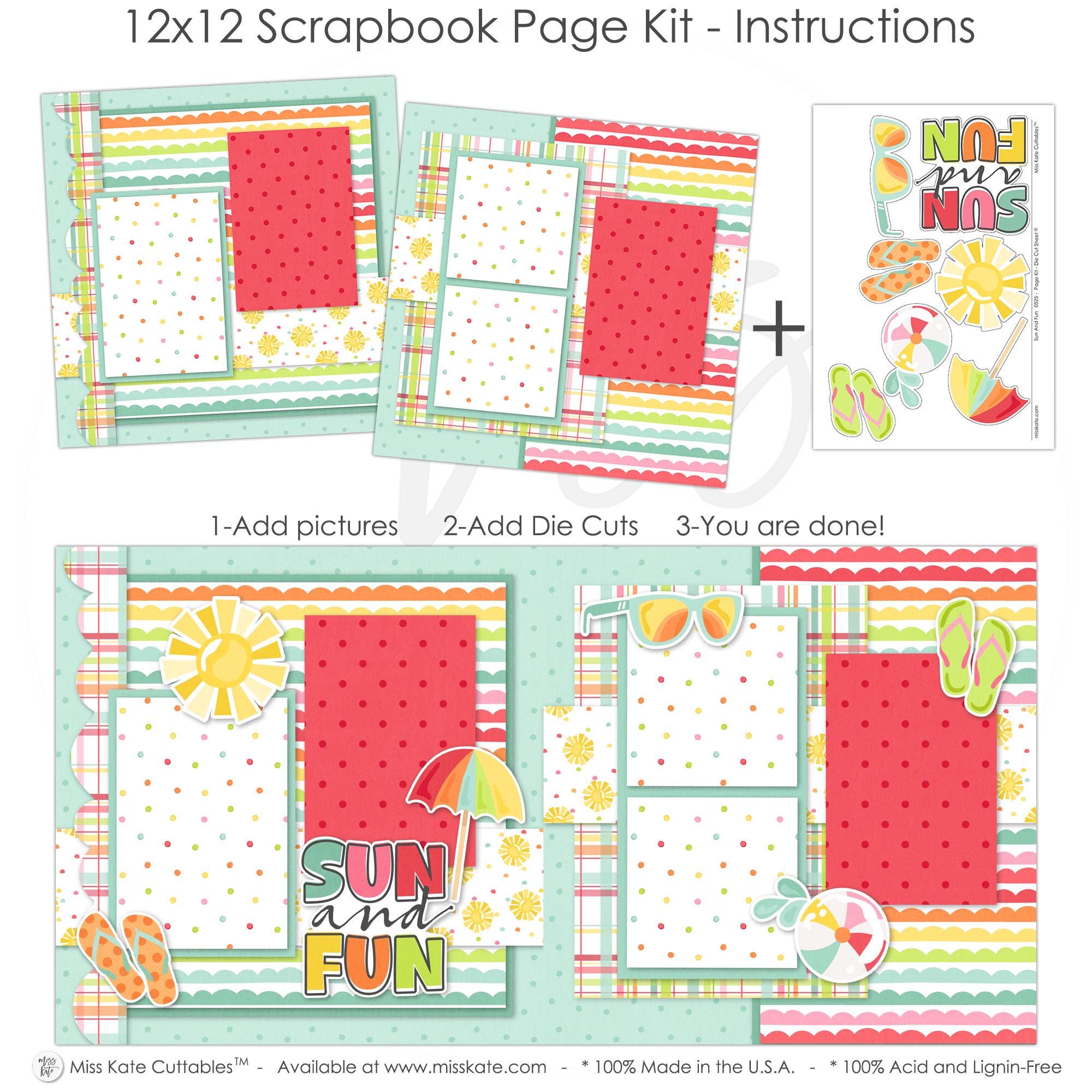 Sun and Fun - 12x12 Scrapbook Page Kit – Beach Layout, Pool Day Theme ...