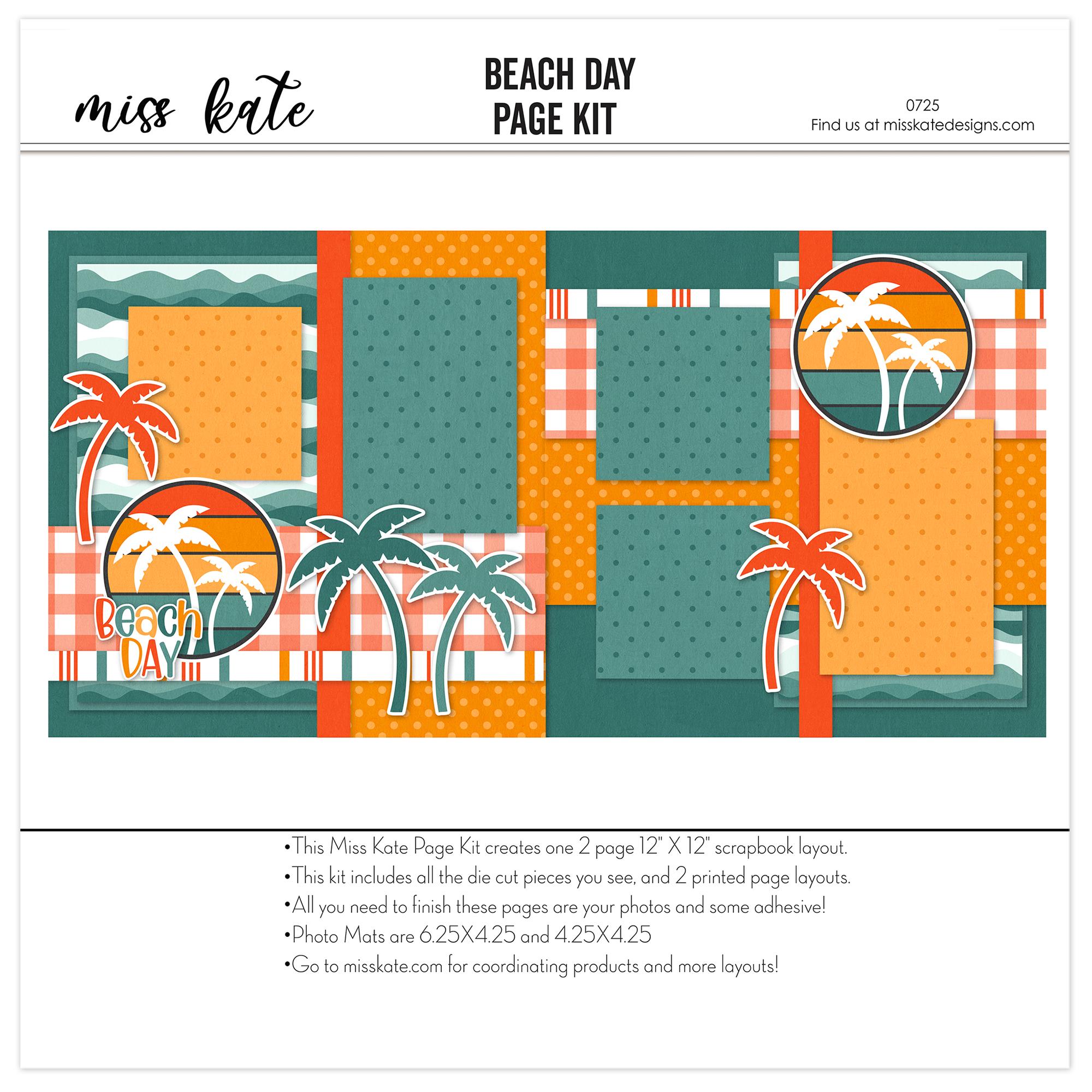 Beach Day - 12x12 Scrapbook Page Kit – Summer Layout, Palm Tree ...