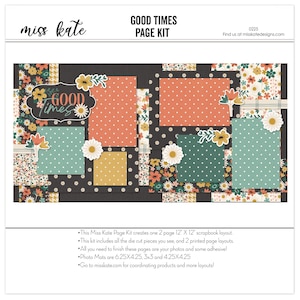 May include: A scrapbook page kit with a floral theme. The kit includes die-cut pieces, printed page layouts, and photo mats in various sizes. The kit is designed to create two 12x12 scrapbook pages.