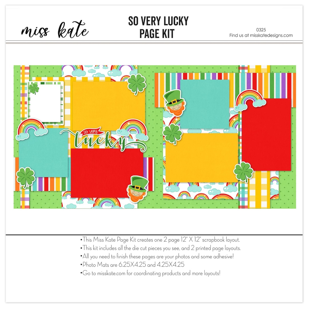 So Very Lucky 12x12 Scrapbook Page Kit St. Patrick’s Day Paper Shamrock ...
