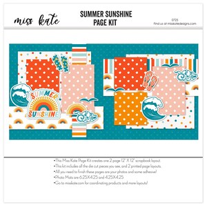 Summer Sunshine - 12x12 Scrapbook Page Kit – vacation album, flip flop stickers, rainbow layout, beach scrapbook kit, colorful scrapbook