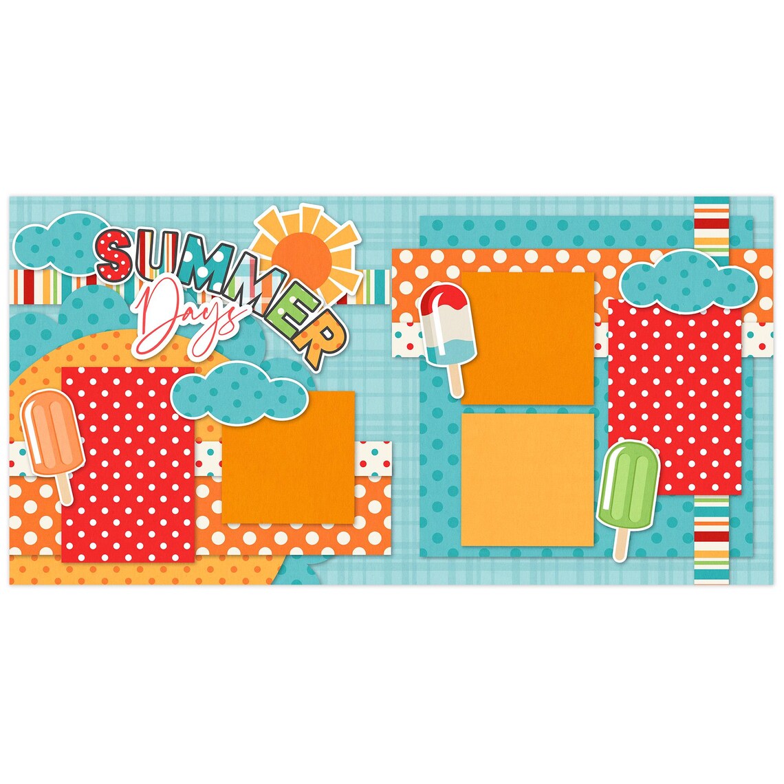 Summer Days - 12x12 Scrapbook Page Kit – Popsicle Theme, Vacation Album ...