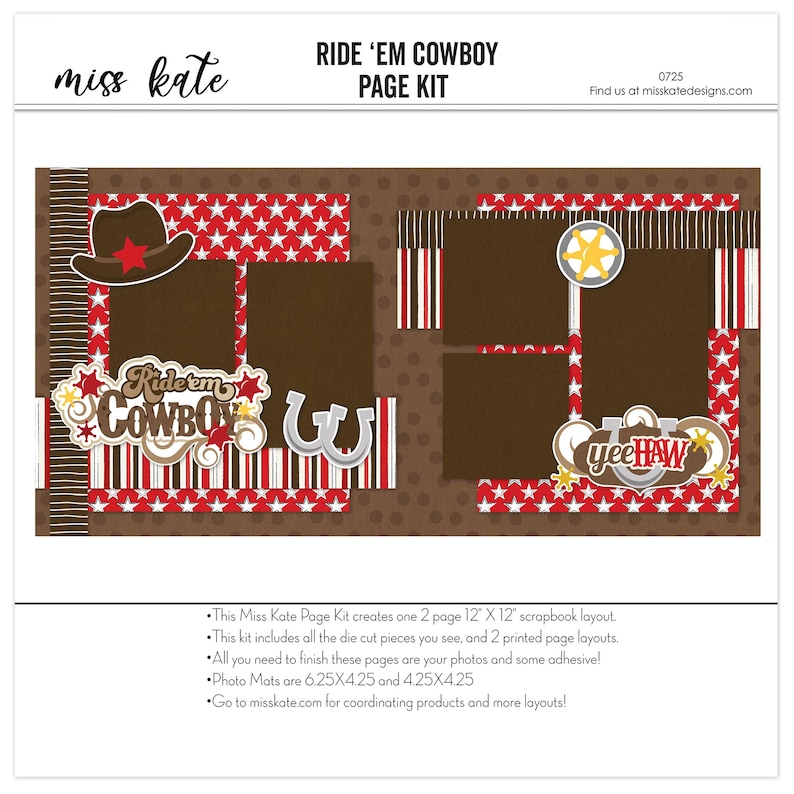 Rustic Rodeo Scrapbook Paper Ride‘em Cowboy - 12x12 Scrapbook Page Kit – Red Star Paper, Country Boy ...