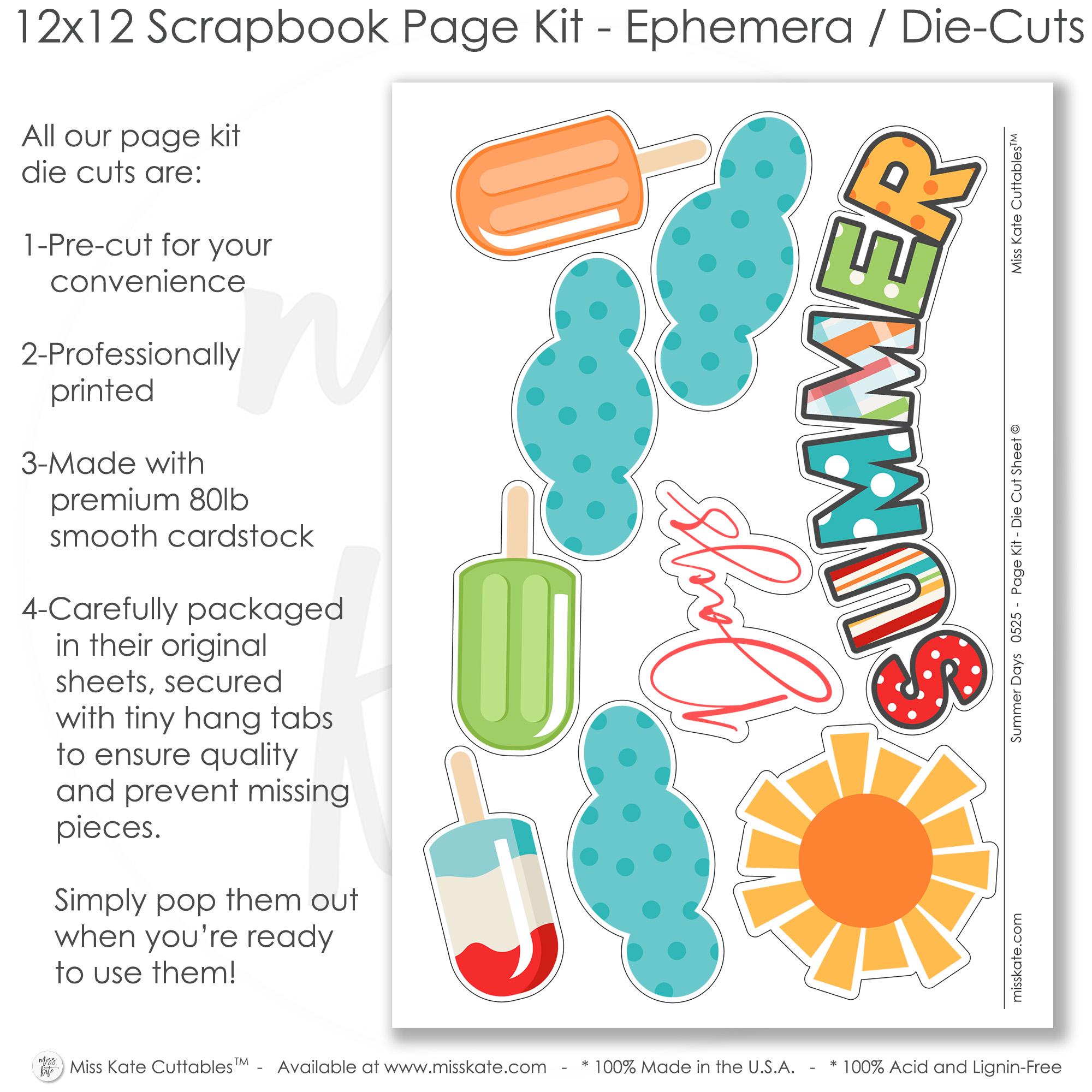 Summer Days - 12x12 Scrapbook Page Kit – Popsicle Theme, Vacation Album ...