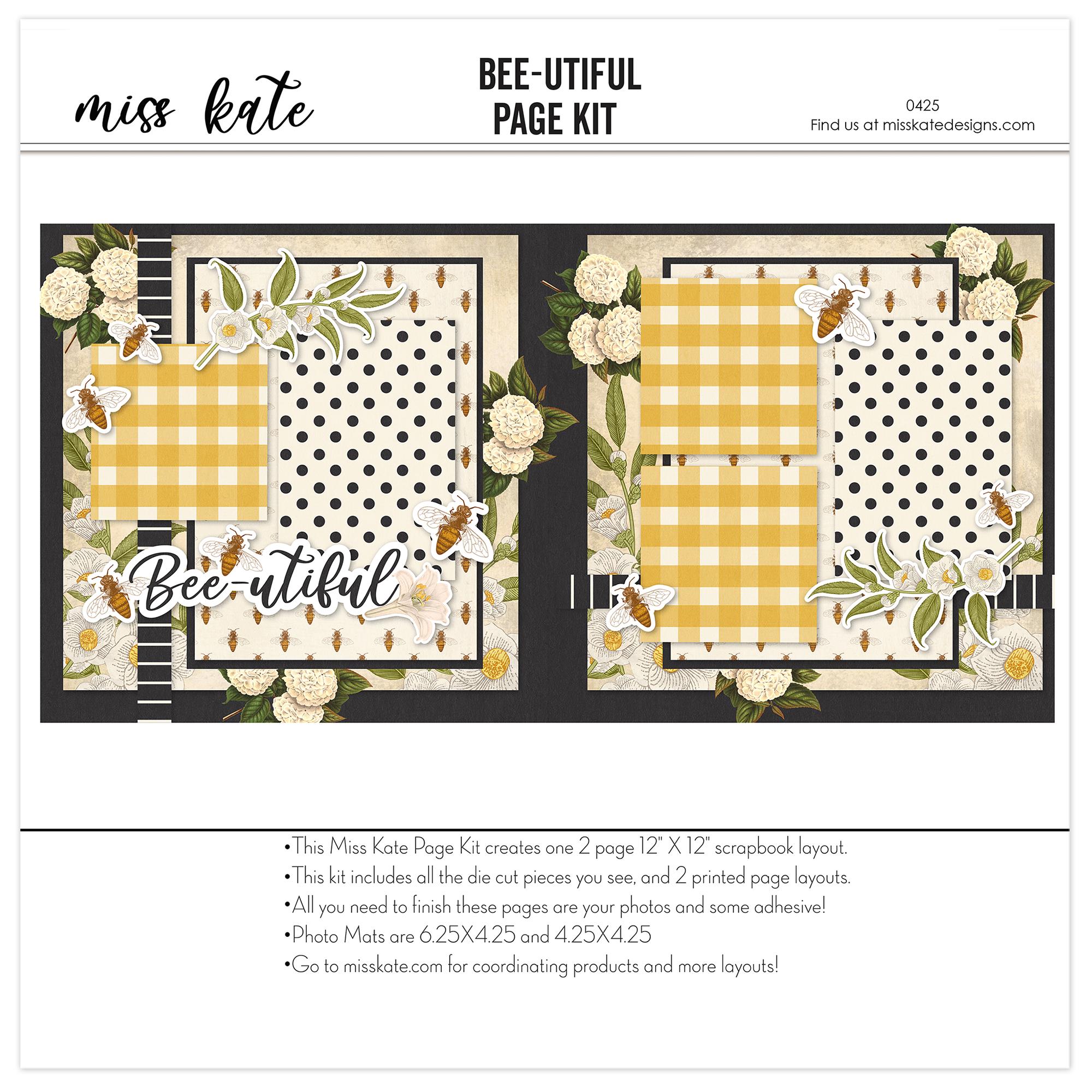 Beeutiful 12x12 Scrapbook Page Kit Honeybee Theme Floral Layout Premade ...