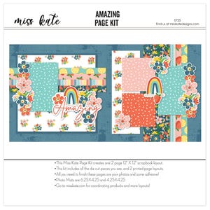 Amazing - 12x12 Scrapbook Page Kit – Memory Keeping, Summer Scrapbook, Rainbow Scrapbook, Vacation Scrapbook, Floral Scrapbook Kit