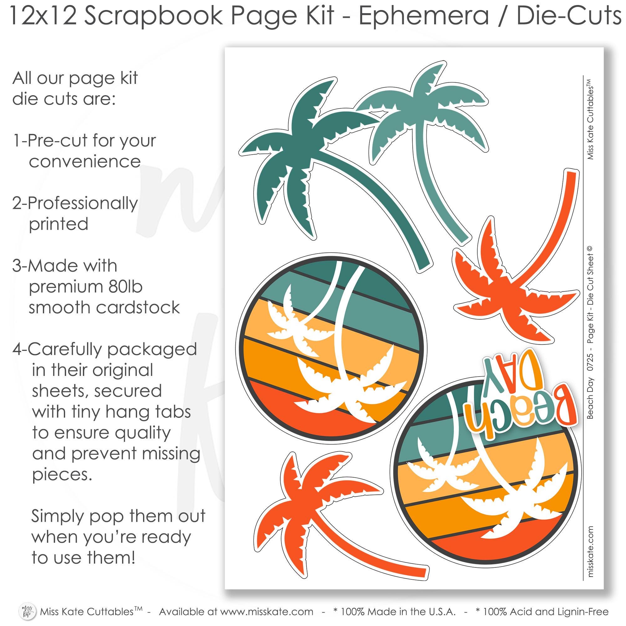 Beach Day - 12x12 Scrapbook Page Kit – Summer Layout, Palm Tree ...