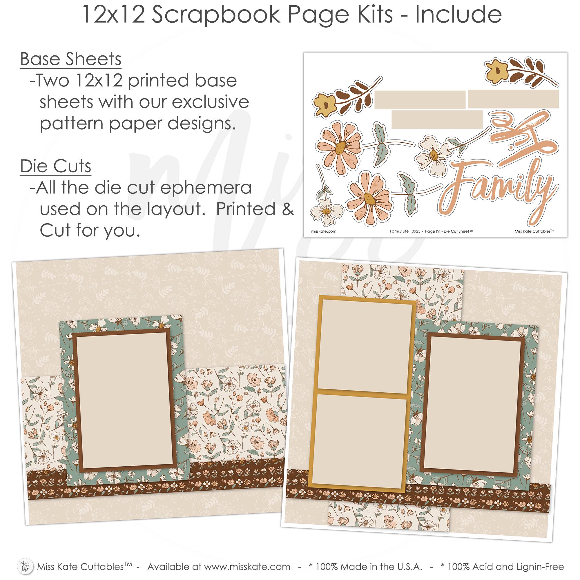 Family Life - 12x12 Scrapbook Page Kit – Floral Scrapbook, Heritage ...