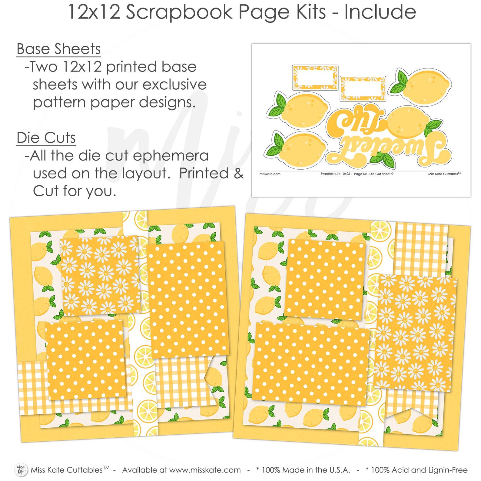 Sweetest Life - 12x12 Scrapbook Page Kit for Summer Photos Lemon Layout ...