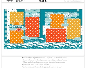 Ocean Air Scrapbook Page Kit 12x12 | Beach Scrapbook | Ocean Waves Paper | Summer Vacation Memory Book | DIY Coastal Scrapbooking Kit