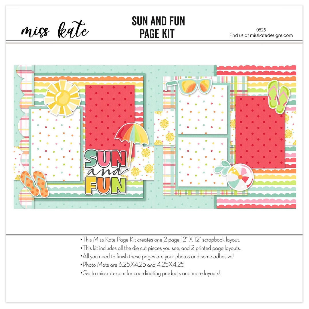 Sun and Fun - 12x12 Scrapbook Page Kit – Beach Layout, Pool Day Theme ...