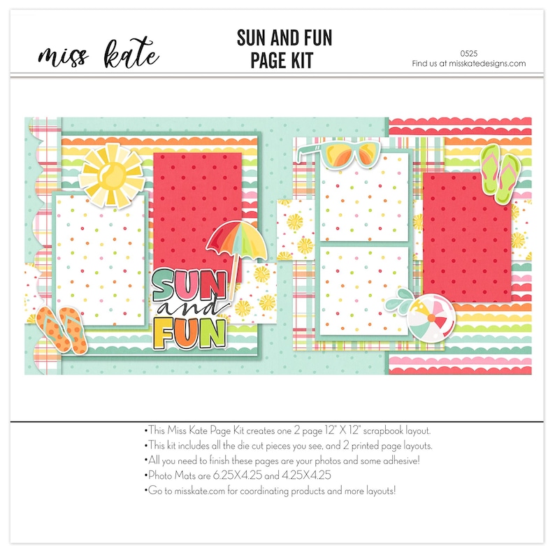Sun and Fun - 12x12 Scrapbook Page Kit – Beach Layout, Pool Day Theme ...