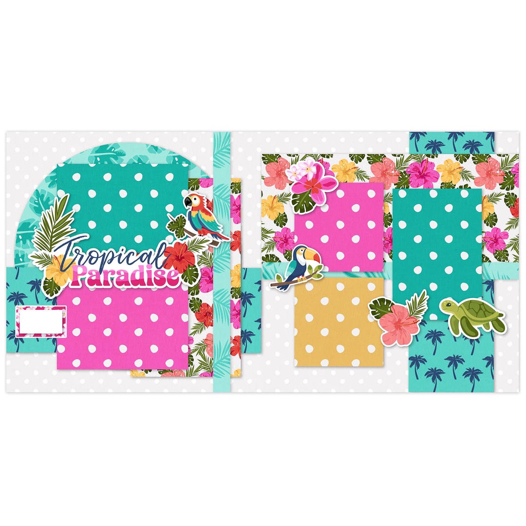 Tropical Paradise - 12x12 Scrapbook Page Kit – Hawaiian Layout, Bird ...