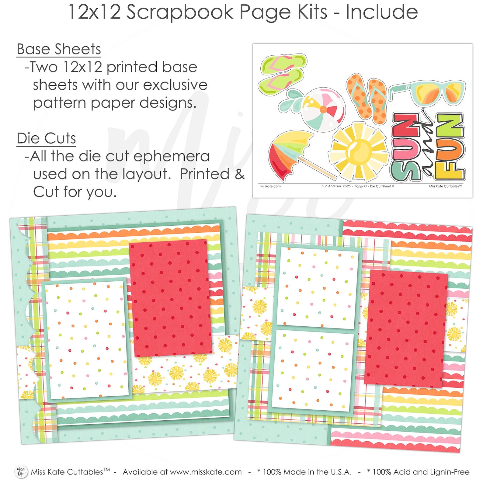 Sun and Fun - 12x12 Scrapbook Page Kit – Beach Layout, Pool Day Theme ...
