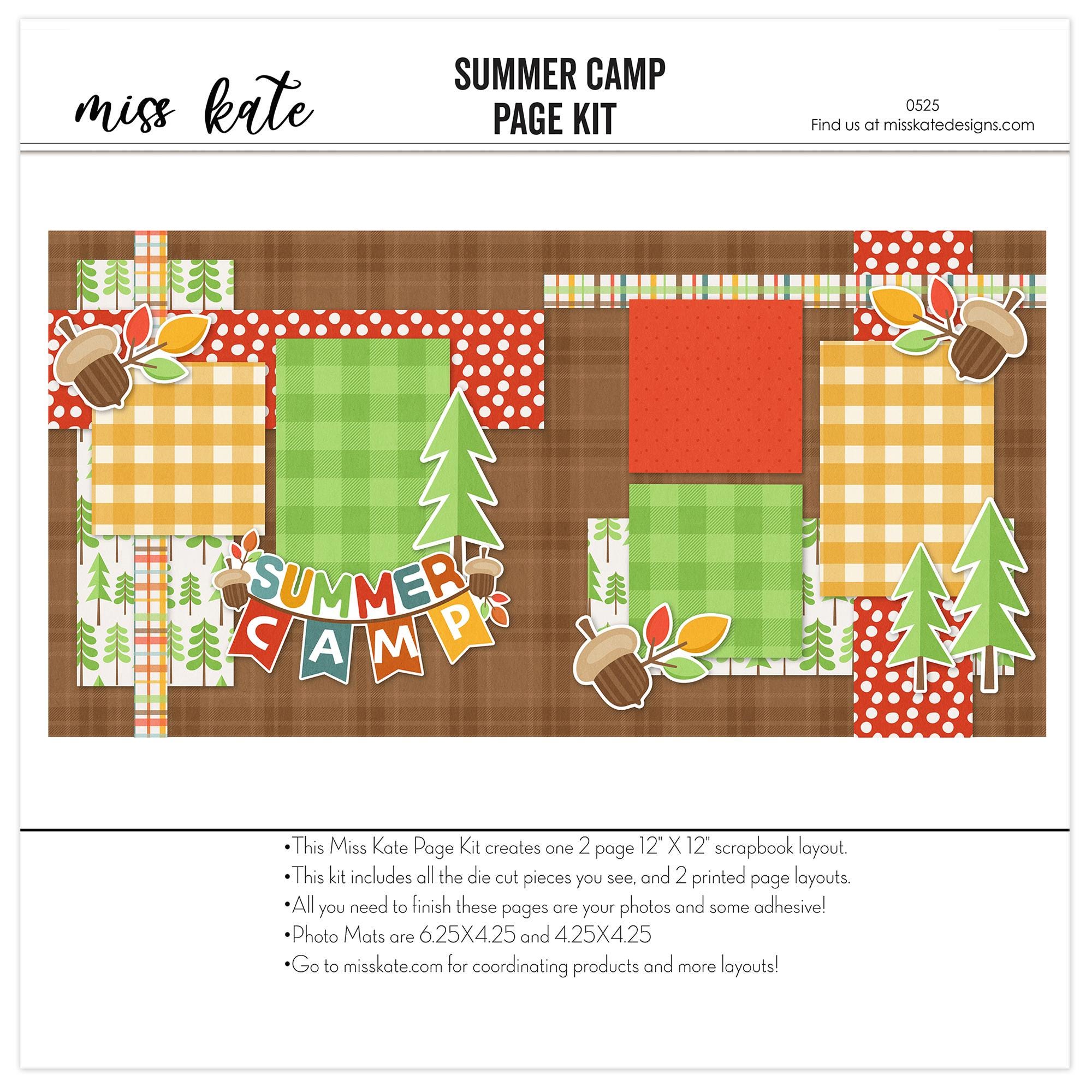 Summer Camp - 12x12 Scrapbook Page Kit – Camping Layout, Tree Die Cuts ...