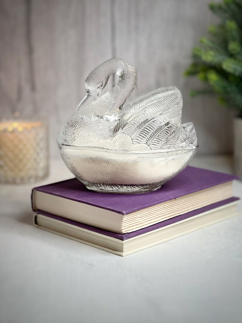Unique Candle, Vintage Glass Swan, Gift for Mom, Hostess Gift image 8