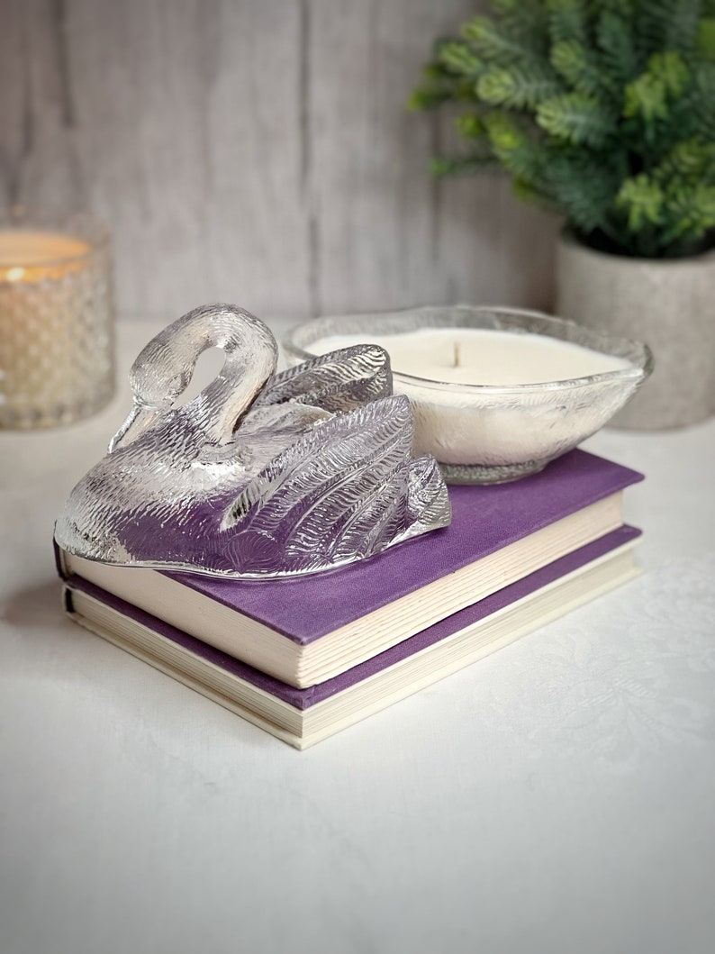 Unique Candle, Vintage Glass Swan, Gift for Mom, Hostess Gift image 5