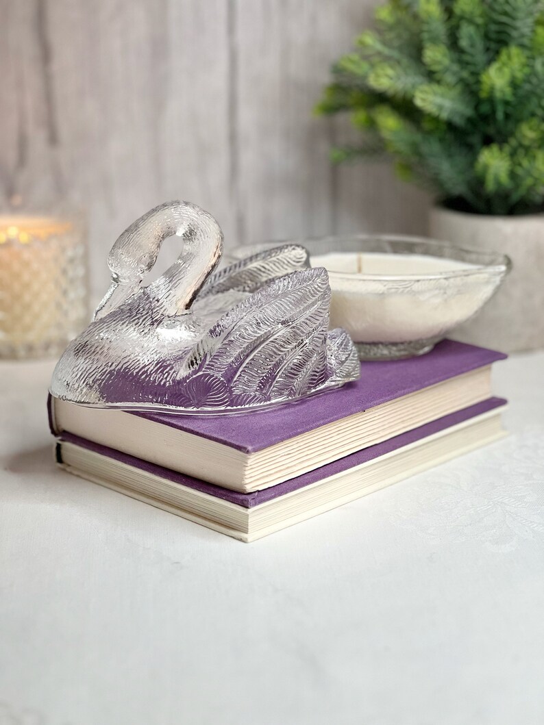 Unique Candle, Vintage Glass Swan, Gift for Mom, Hostess Gift image 9