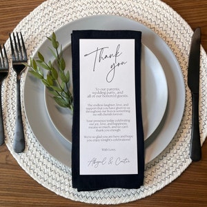 Milly Wedding Thank You Card | Minimalist Thank You Card | Modern Thank You Table Décor | Custom Wedding Table Thank You - PRINTED