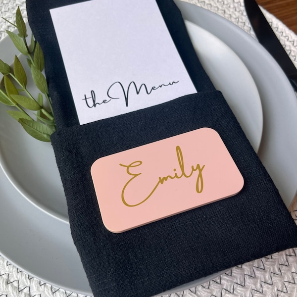 Soft Rectangle Acrylic Name Card | Wedding Name Tag | Wedding Place Card | Blank Acrylic Name Plate | Custom Name Card