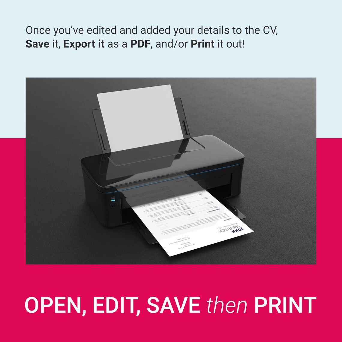 CV Resume Template, Editable Microsoft Word .dotx Files in Both A4 and