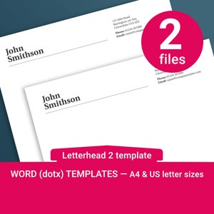Plantilla de membrete de Word. Plantilla de carta A4 y US totalmente personalizable en formato WORD (.dotx).