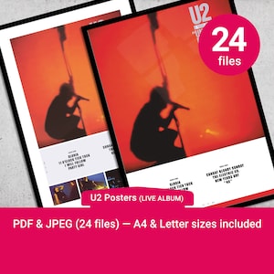 U2 Album Poster ‘Under a Blood Red Sky’ Digital Download. JPEG & PDF 300dpi A4 and US Letter included. Now includes borderless versions.
