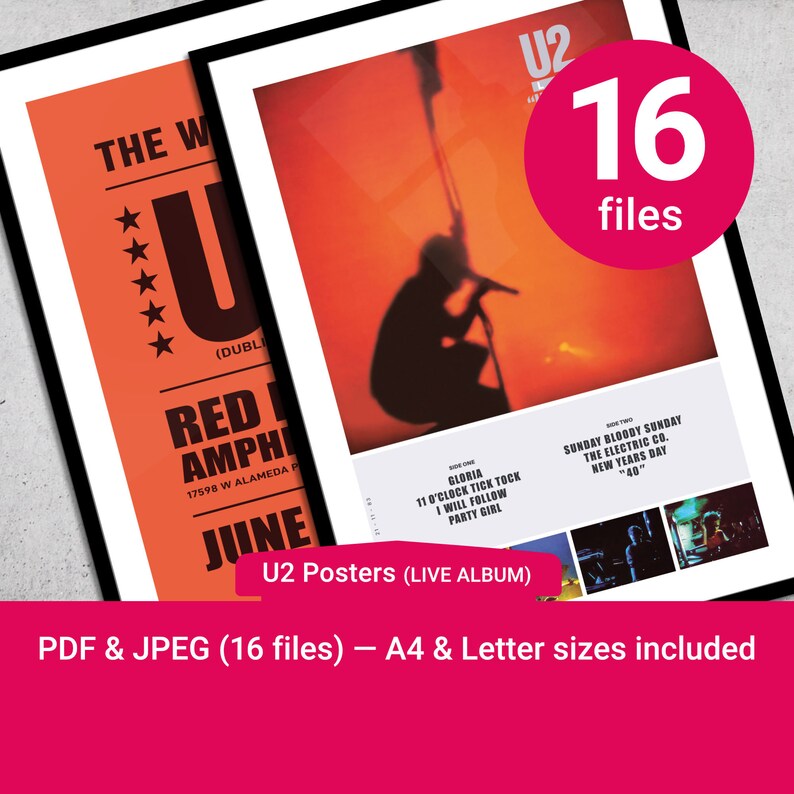 U2 Album Poster under a Blood Red Sky Digital Download. JPEG Etsy