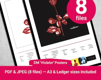 Fichiers d'affiches « Violator » de Depeche Mode. PDF et JPEG. Formats grand livre A3 et US inclus.