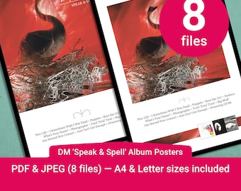 Affiches imprimables de l'album Depeche Mode : « Parler et épeler ». Téléchargement numérique.
