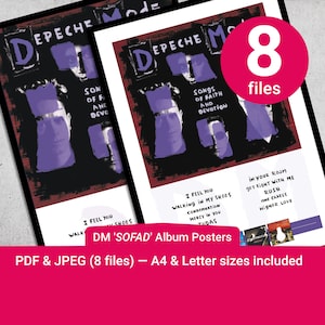 Descarga del poster del disco de Depeche Mode. Arte mural del álbum 'Canciones de fe y devoción'. 2 estilos y ambos tamaños incluidos.