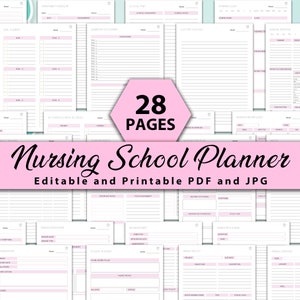 Nursing Planner | Printable Nursing School Planner | Printable Nursing Student Planner| Nursing School Notes| Nursing Notes