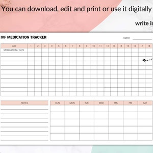Printable IVF Journal | Editable IVF Planner | Printable IVF Calendar ...