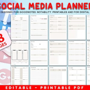 Printable Social Media Planner | Content Planner | Printable Content Calendar| Social Media Content Calendar| Instagram Planner
