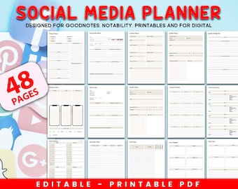 Printable Content Planner | Social Media Planner | Printable Content Calendar| Social Media Content Calendar| Instagram Planner