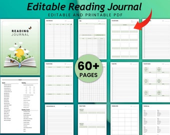 Printable Reading Journal | Editable Reading Planner | Printable Reading Log| Reading Tracker| Reading Challenge | Digital Planner| Book