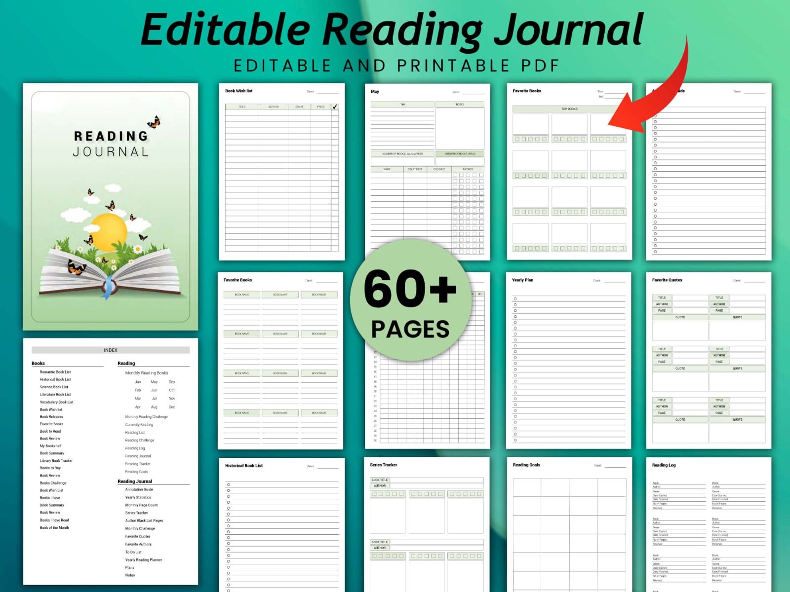 Reading Planner Printable Reading Journal Printable Reading Log Reading Tracker Reading ...