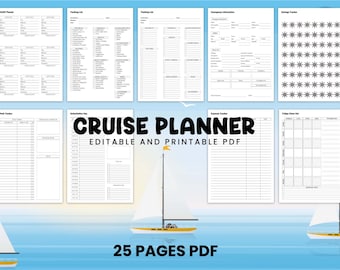 Printable Travel Planner | Travel Planner | Printable Vacation Planner| Cruise Checklist| Cruise Journal| Cruise Packing list