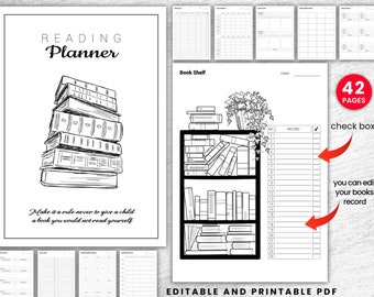 Printable Reading Journal | Editable Reading Planner | Printable Reading Log| Reading Tracker| Reading Challenge | Digital Planner| Book
