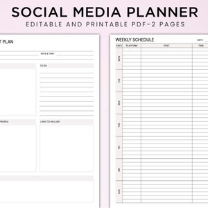 Printable Social Media Planner | Content Planner | Printable Content Calendar| Social Media Content Calendar| Instagram Planner