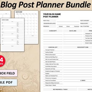 Printable Blog Planner | Editable Blog Post Planner | Printable Content Planner| Social Media Planner| Business Planner | Printable Planner