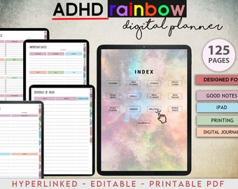 Adhd Planner for Adults |ADHD Planner | Printable Self Care Planner | Digital Planner| Adhd Workbook|Adhd Daily planner