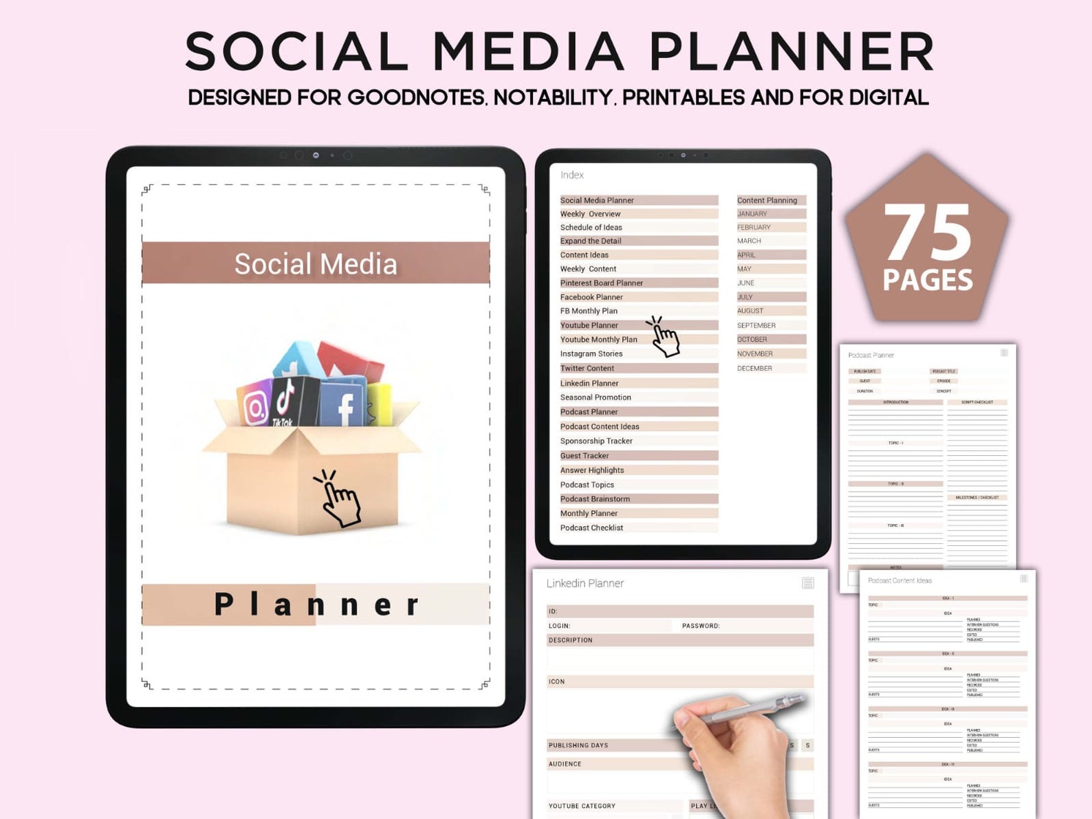 Printable Social Media Planner | Editable Content Planner | Printable ...