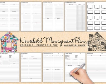 Printable Cleaning Planner | Household Planner | Mom Planner| Family Planner| 2023 Digital Planner|  Daily Home